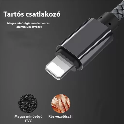 Extra strapabíró 1 méteres Lightning Iphone gyorstöltő és USB adatkábel