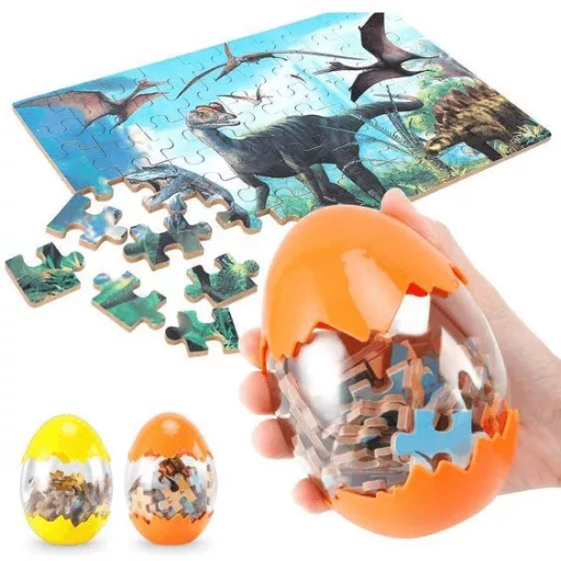 Dinós puzzle tojásban