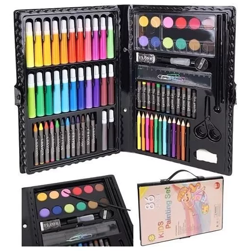 Művész készlet, fekete tárolóban, 86 darabos