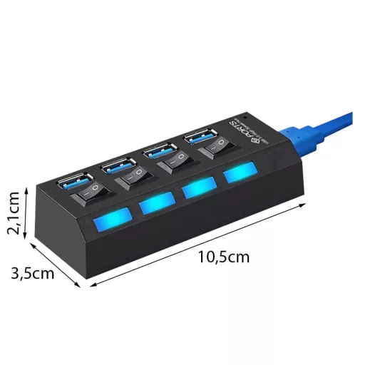 4 portos USB elosztó kapcsolókkal