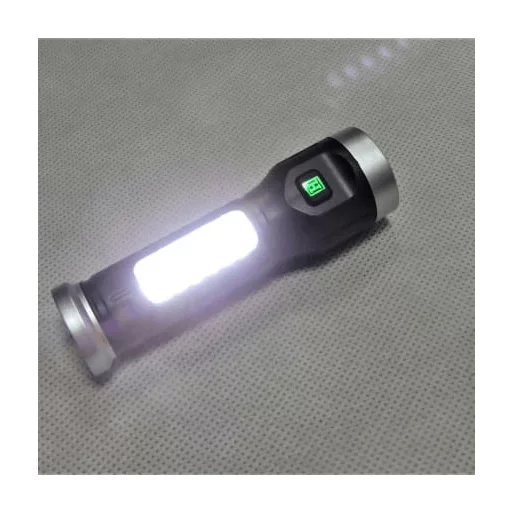Újratölthető zseblámpa + COB lámpa, 500 mAh