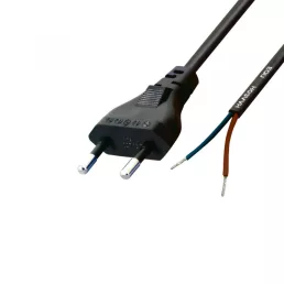   Home N 2/VDE hálózati csatlakozókábel, 1,5 m, H03VVH2-F 2x0,75 mm2 kábel, ónozott véggel, max.500W, fekete