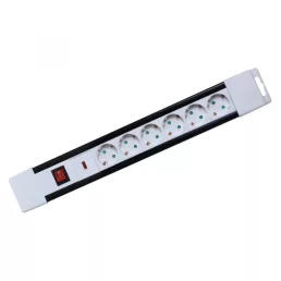   Home NVP 06K/WH túlfeszültség védett hálózati elosztó, 2 m, kapcsolós, H05VV-F 3G1,5 mm2 kábel, IP20 kivitel, 6 aljzat, max. 350