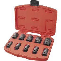   EXTOL PREMIUM gépi (impakt) dugófej klt. 1/2', 10db, 9-27mm × 37 mm ; feketített, műanyag tartóban