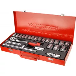  EXTOL PREMIUM dugókulcs klt., CV., racsnis 45fog ; 1/2' 24db, 10-32mm, fém doboz