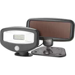   EXTOL LIGHT éjszakai készenléti LED lámpa, 0,4W, 16 LED; 100 Lm, napelem+szenzor, beépített Li-ion akkus, 500 mAh, falra szerelh