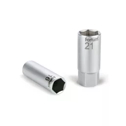   FORTUM gyertyakulcs dugófej 1/2', 61CrV5; 21mm, gumírozott FORTUM