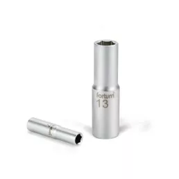   FORTUM dugófej, hosszított, 1/4', 13mm, 61CrV5, mattkróm, 50mm hosszú