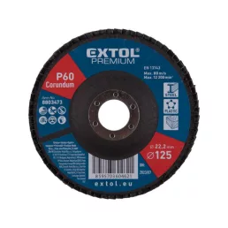   EXTOL PREMIUM lamellás csiszoló acél, Alu, műa. és fa munkadarabok csiszolására, 125×22mm; P40, kúpos, max.:12.300 ford./perc, E