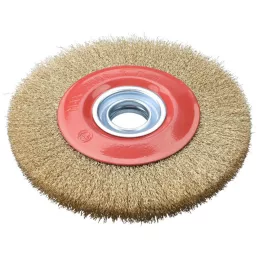   EXTOL CRAFT drótcsiszoló körkefe kettős köszörűre, 150mm, 32mm átm, műa. adapterek, hullámos szálú, rezezett acél