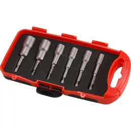  EXTOL PREMIUM behajtó klt. hatlapfejű csavarhoz 6db, 6-13mm (6-7-8-10-12-13mm), 65mm hossz, 1/4' hatszög befogás, mágneses, Cr.V