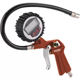   EXTOL PREMIUM gumiabroncs fúvató pisztoly, digitális manométerrel, max.13 Bar, 1/4' tömlőcsatlakozó, 85-142 l/perc, 2×1,5V AAA e