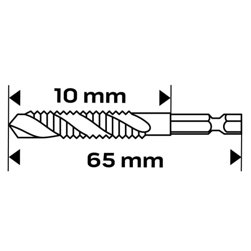 NEO TOOLS Gépi menetfúró, 2az1ben előfúró éllel, HSS-Titán, M3X0,5mm, hatszög szárral 08-949