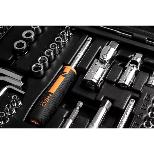 NEO TOOLS Dugókulcskészlet + szerszámkészlet 1/4", 3/8", 1/2", 233db 25 év garanciával 10-078