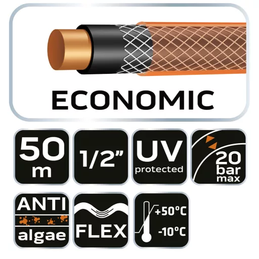 NEO TOOLS Locsolótömlő 1/2"x50 m, 4 rétegű ECONOMIC 15-802