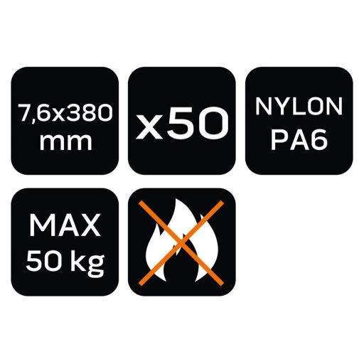 NEO TOOLS Kerti kötegelő, gyorskötöző 7,6x380mm, 50db, zöld 15-971