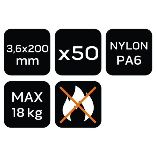 NEO TOOLS Kerti kötegelő, gyorskötöző 3,6x200mm, 50db, zöld 15-975