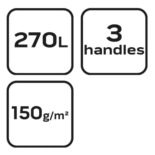VERTO Kerti hulladék és levélgyűjtő zsák 270 L, 150 g/m2, PP, párnázott peremmel, 3 fogantyúval, 67 x 76cm 15G541