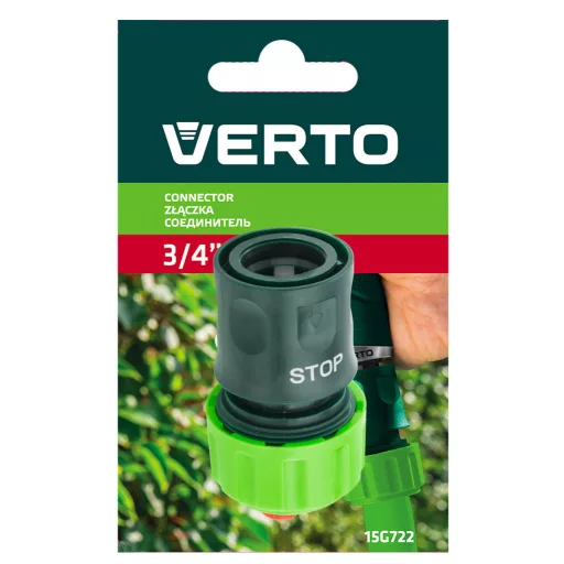 VERTO Tömlő gyorscsatlakozó 3/4" vizstoppos 15G723