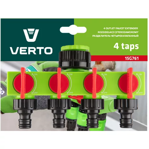 VERTO Vízelosztó, 4 utas, Csapcsatlakozó, zárható 15G761