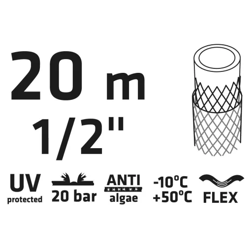 VERTO Locsolótömlő 20 m, 1/2", ECONOMIC, zöld 15G800