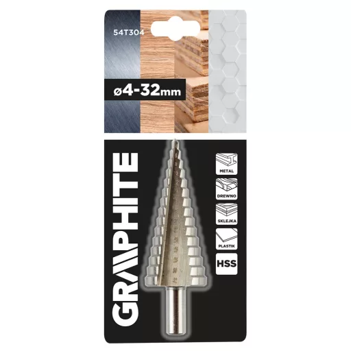 GRAPHITE Lépcsős fúró, HSS, 4-32mm 54T304