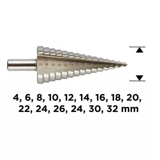 GRAPHITE Lépcsős fúró, HSS, 4-32mm 54T304