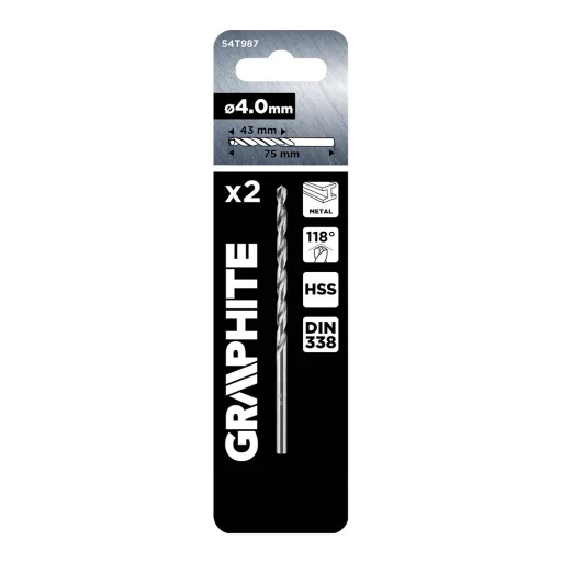 GRAPHITE Csigafúró, HSS DIN 338, 4mm, 2db/cs 54T987