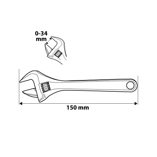 NEO TOOLS Állítható villáskulcs, csavarkulcs 150mm, 0-34mm 25 év garanciával 03-015