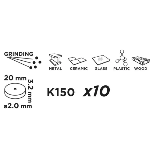 GRAPHITE Vágótárcsa, korund/szilícium-karbid, 20mmx2.0mm, 10db 55H071