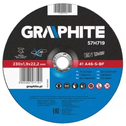 GRAPHITE Vágókorong fémhez 230x1.9x22mm 57H719