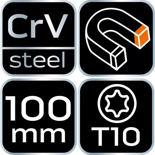 NEO TOOLS Csavarhúzó TORX T10x100mm 25 év garanciával 04-186