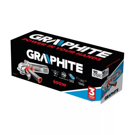 GRAPHITE Sarokcsiszoló 900W, 125x22.2mm, állítható fordulatszám 3 év garanciával 59G187