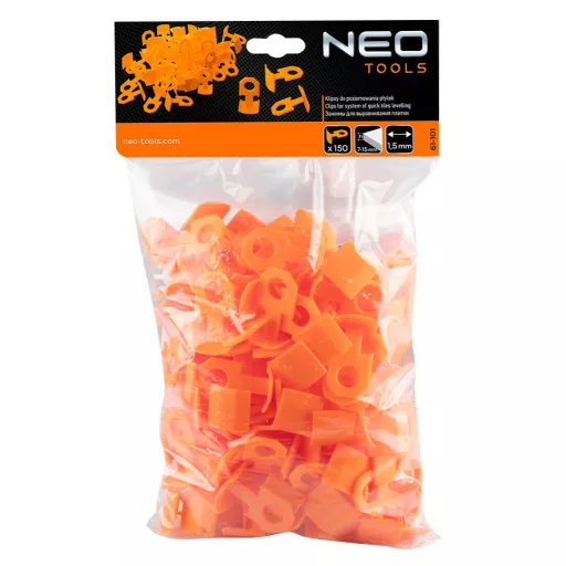 NEO TOOLS Csempeszintező talpelem, 150db, 1.5mm 61-101