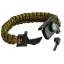 NEO TOOLS Túlélő karkötő 5 az 1-ben: 3.5m paracord(250kg-ig), kovakő, iránytű, kés, síp, zöld, szélessége 26mm 63-140
