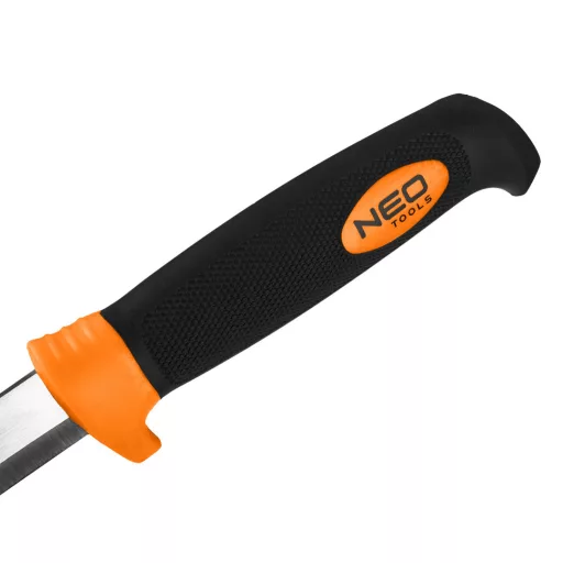 NEO TOOLS Univerzális kés, rozsdamentes penge, 2k nyél, műanyag tok 63-175