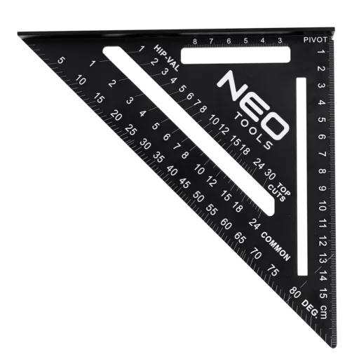 NEO TOOLS Talpas derékszög, alumínium, 45 fokos szárral, mérőskálával, 183mm 72-102