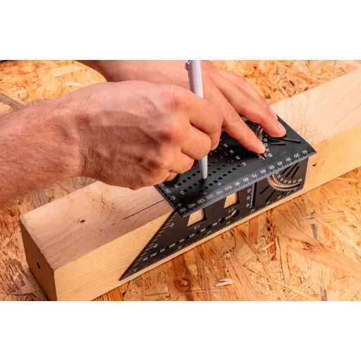 NEO TOOLS Jelölő sablon 3D, derékszög, vonalzó, szögmérő, alumíniumötvözet 72-115