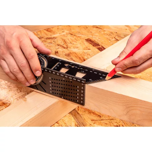 NEO TOOLS Jelölő sablon 3D, derékszög, vonalzó, szögmérő, alumíniumötvözet 72-115