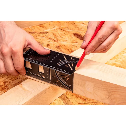 NEO TOOLS Jelölő sablon 3D, derékszög, vonalzó, szögmérő, alumíniumötvözet 72-115