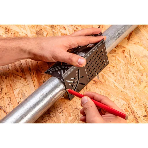 NEO TOOLS Jelölő sablon 3D, derékszög, vonalzó, szögmérő, alumíniumötvözet 72-115