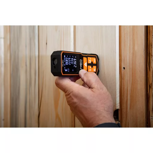 NEO TOOLS Lézeres távolságmérő, hatótáv: 60 m, IP54, fröccsenő víz védelem 2 év garanciával 75-204