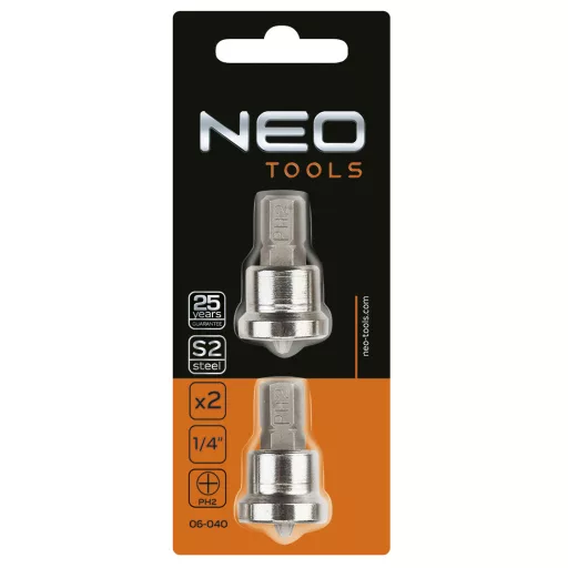 NEO TOOLS Csavarhúzó bit gipszkartonhoz, PH2, 2db 25 év garanciával 06-040