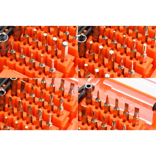 NEO TOOLS Műszerész, precíziós csavarhúzókészlet, bitekkel, nyéllel és hosszabbító szárakkal, 45db-os 06-111-1