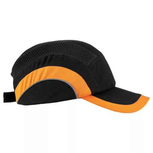 NEO TOOLS Munkavédelmi baseball sapka, merevítettl, fekete és narancssárga, CE 97-592