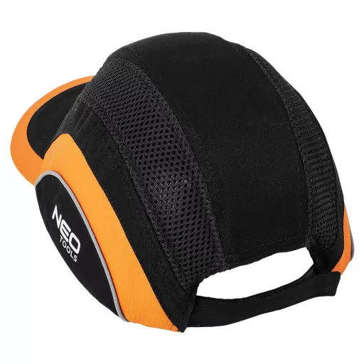 NEO TOOLS Munkavédelmi baseball sapka, merevítettl, fekete és narancssárga, CE 97-592
