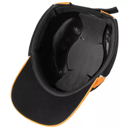 NEO TOOLS Munkavédelmi baseball sapka, merevítettl, fekete és narancssárga, CE 97-592