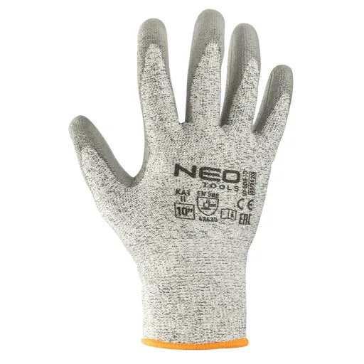 NEO TOOLS Munkakesztyű, vágásbiztos kesztyű, PU bevonattal, 4X43D, 8" 97-609-8