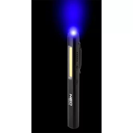 NEO TOOLS Akkus műhely-vizsgálólámpa, lézer, UV, tölthető, 450lum COB LED, 10W 99-077