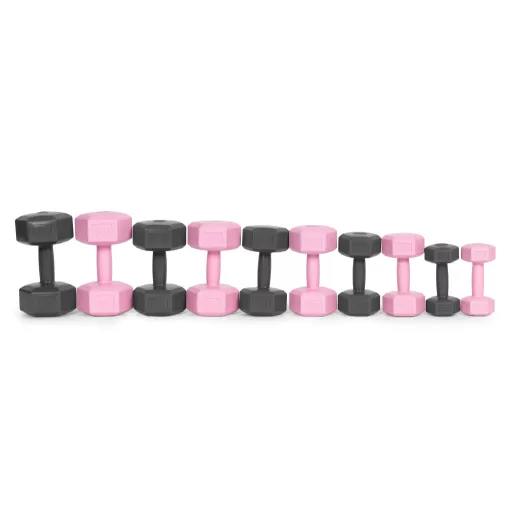 Hatszögletű kézisúlyzó szett 2x2 kg, edzősúlyok, pink, ModernHome